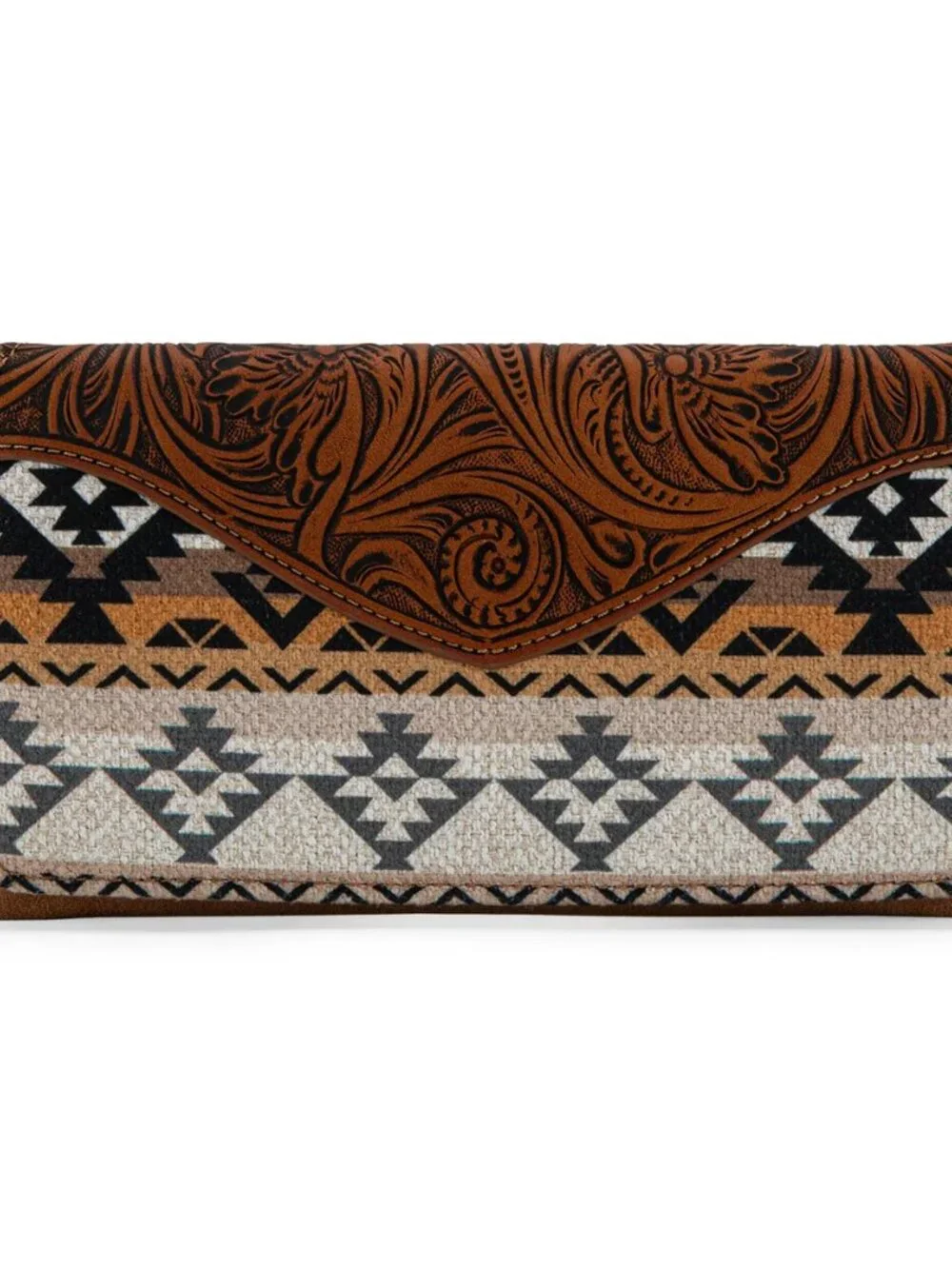 Montana West Tooled Aztec Tote/Crossbody with Wallet Set - Tan